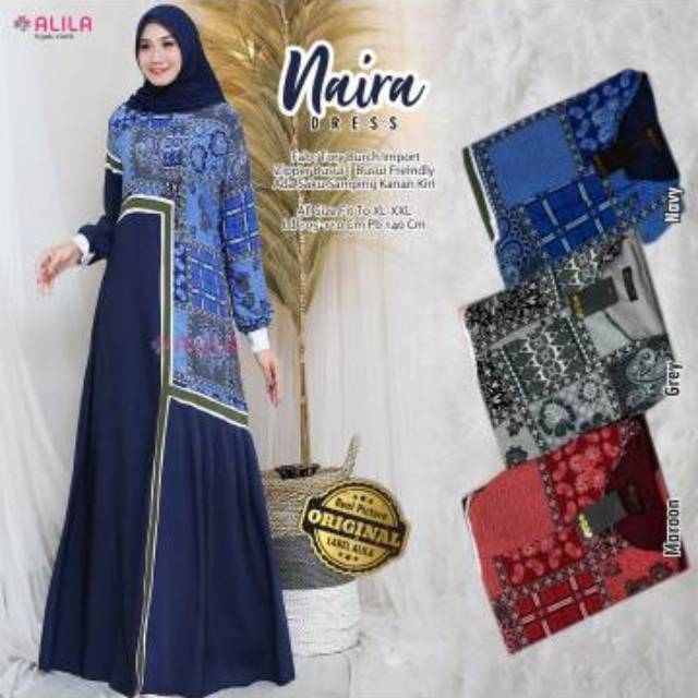 GAMIS // BUSANA MUSLIM // NAIRA DRESS BY ALILA // ORI ALILA // GAMIS BAHAN TOEH BURCH IMPORT