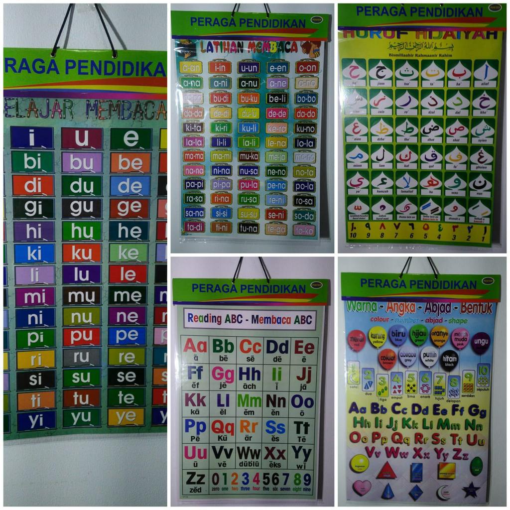 Poster edukasi anak belajar dan latihan paket - D