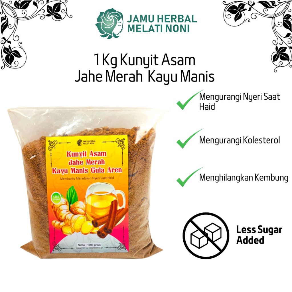 

NG Jahe Merah Temulawak Kunyit Asam Kayu Manis Bubuk Murni 1 Kg Gula Aren Herbal Orinal Melati Noni