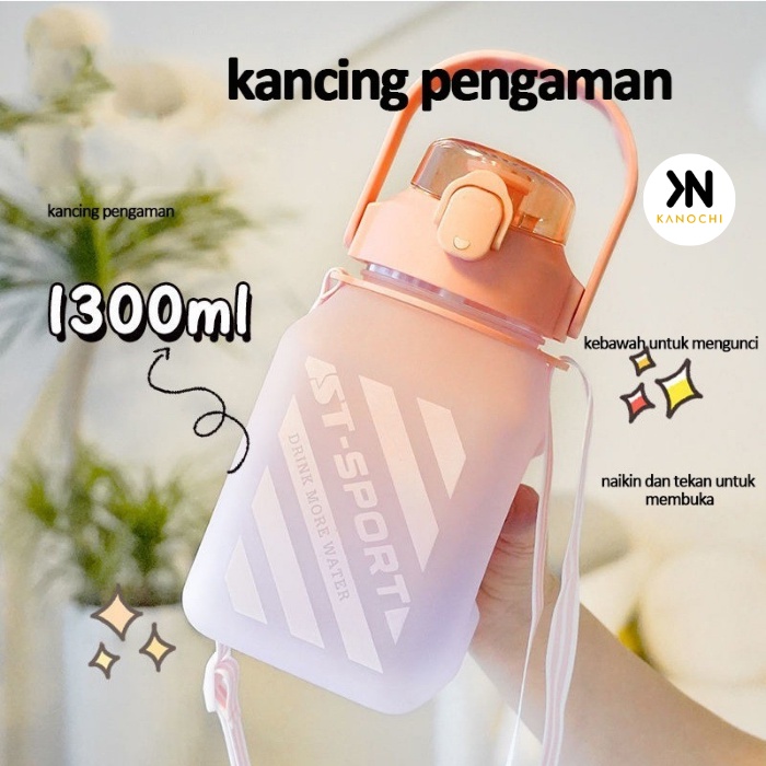 BOTOL MINUM ANAK GEMOY KOTAK GRADASI PASTEL 1.3 LITER 1300 ML