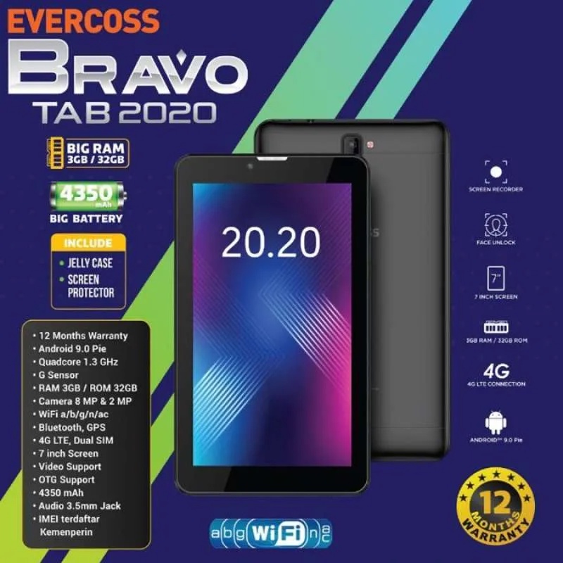 EVERCOSS BRAVO TAB 3/32GB 4G LTE GARANSI RESMI - EVERCOSS WIN TAB 3/32 U70B