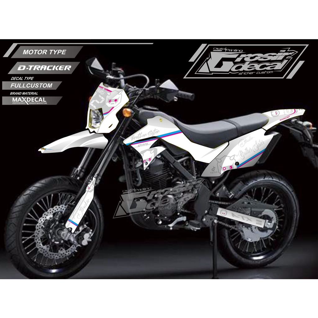 Stiker Decal KLX Dtracker 150 putih Full body Stiker klx dtracker putih fullbody