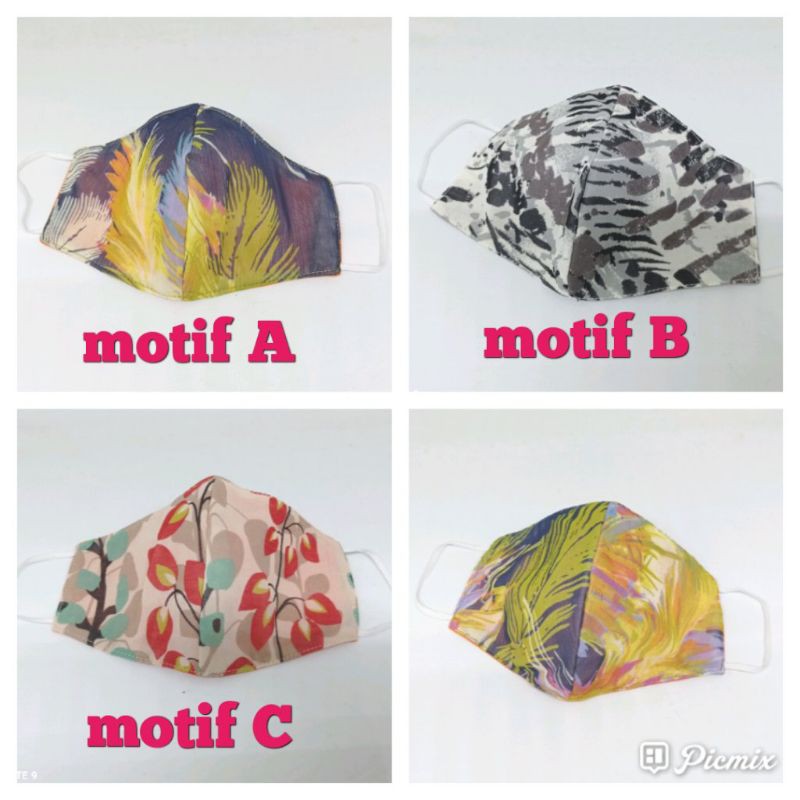 Masker Duckbill Kain 3 ply Motif