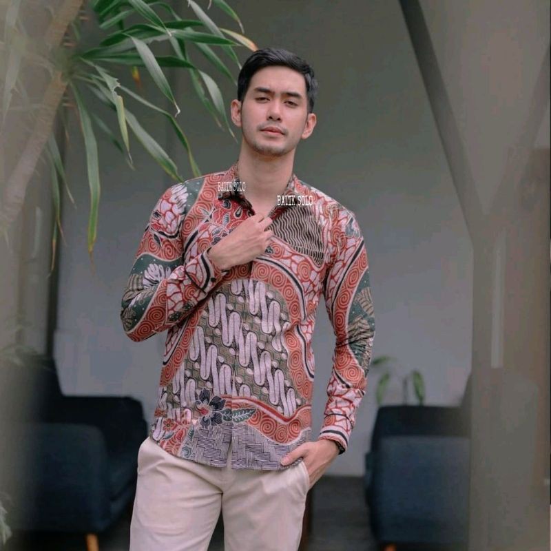 ADA ANAK BATIK MERAH MUDA baju batik pria lengan panjang modern M L XL XXL BAJU PREMIUM BSO OFFICIAL