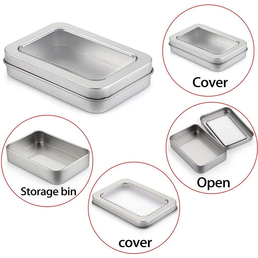 Agustina Rak Tempel Kuku Dengan Tutup Jendela Bening Rumah Penyimpanan Mini Besi Case Kuku Palsu Organizer Candy Case Square Flip Box Storage Box