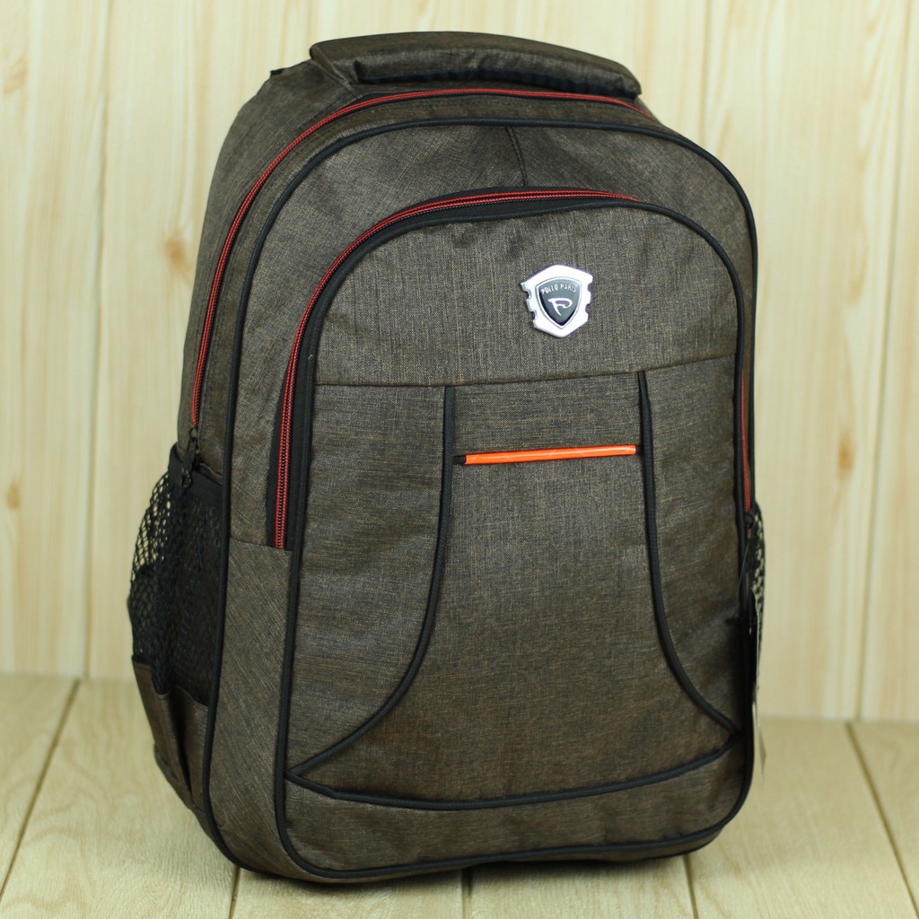 Ransel Polo Tas Kuliah Denim Scotlet Coklat Backpack Keren Pria Tas Kerja Laptop