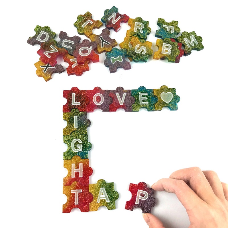 Siy Cetakan Resin Epoksi Bentuk Puzzle Alfabet 3d Bahan Silikon Untuk Gantungan Kunci / Perhiasan Diy