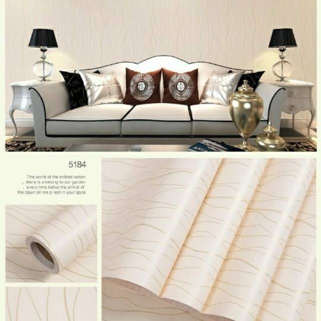 Wallpaper Dinding Motif Wave Dasar Kuning Ukuran Panjang 10Meter x Lebar 45CM