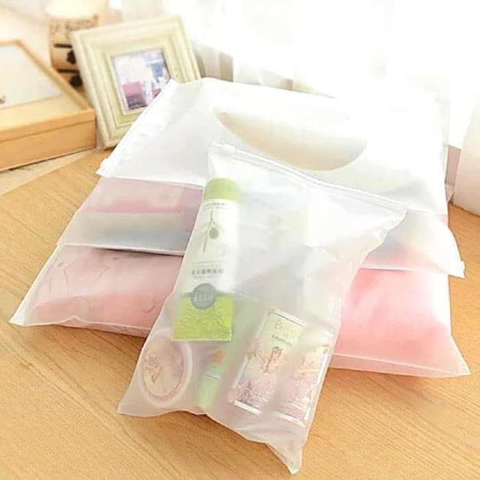 ZIPPER STORAGE BAG POLOS/ KANTONG PLASTIK PUTIH POLOS UK XXL (40 cm)