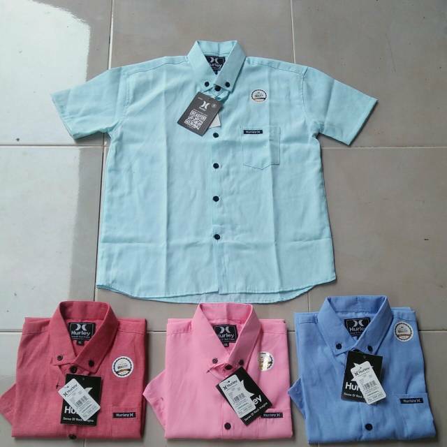 Kemeja Anak laki-laki warna polos Lengan Pendek  Size 1-10 Tahun -