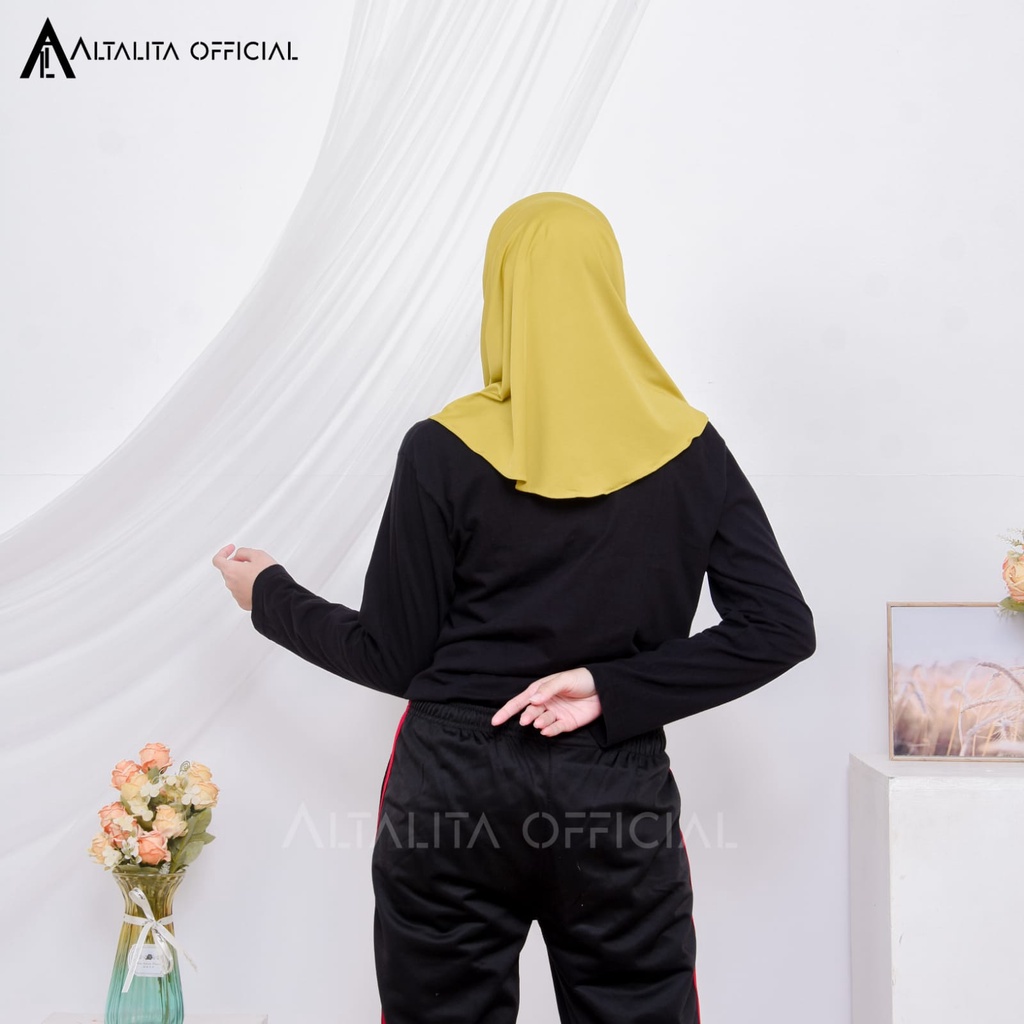 Altalita - Kerudung Bergo Sport Instan pet Bahan Jersey Spandek Premium Polos Cocok Untuk Sekolah Olahraga dan Sehari-Hari