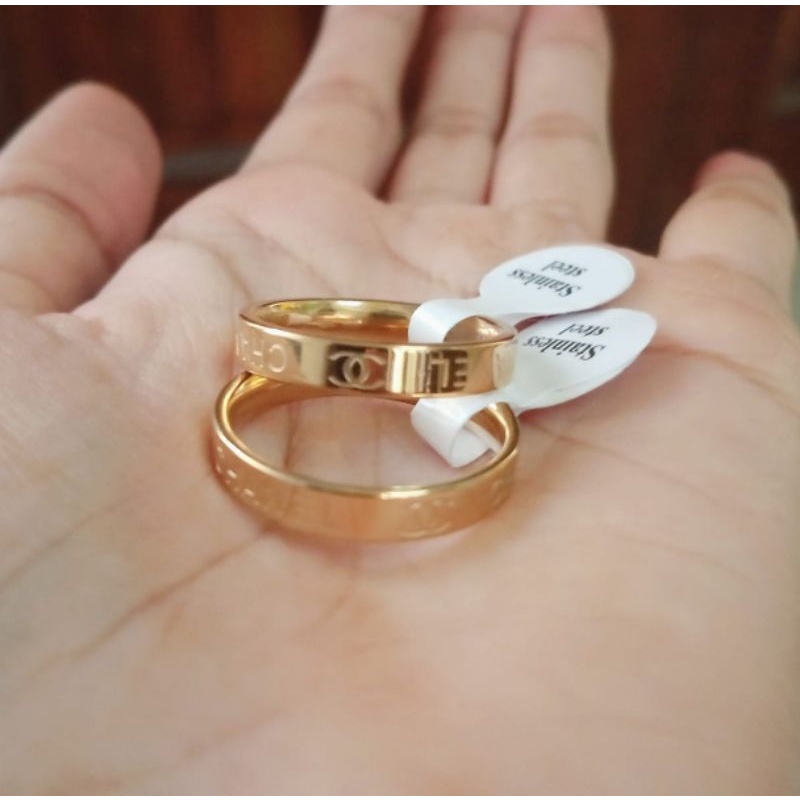 Cincin couple tunangan/nikahan gold bisa sepasang/satuan-D