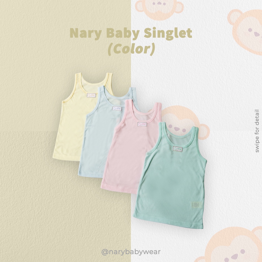 Nary Baby Singlet Polos Logo Warna /Putih 6-12 4in1 / Singlet Bayi / Singlet Anak