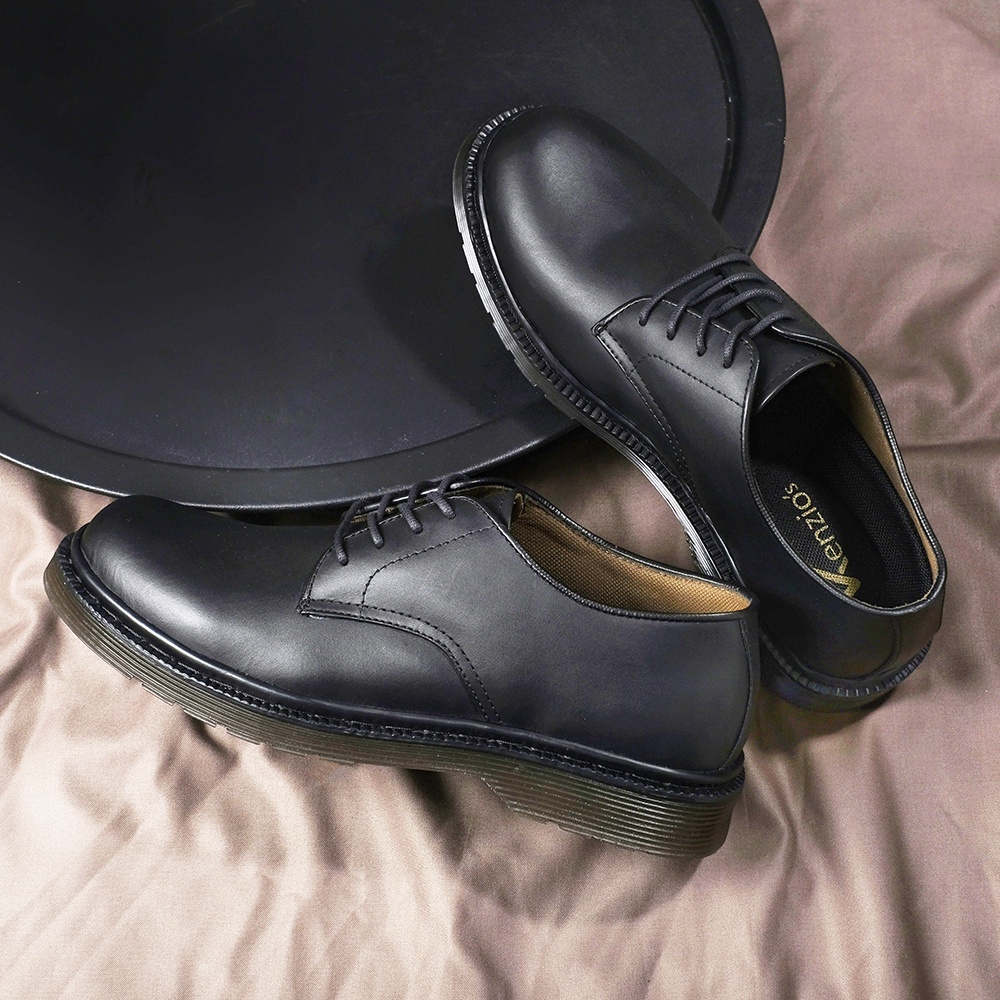 ALVA BLACK (KULIT ASLI) |ManNeedMe x Kenzio| Sepatu Pantofel Pria Derby Shoes Formal ORIGINAL