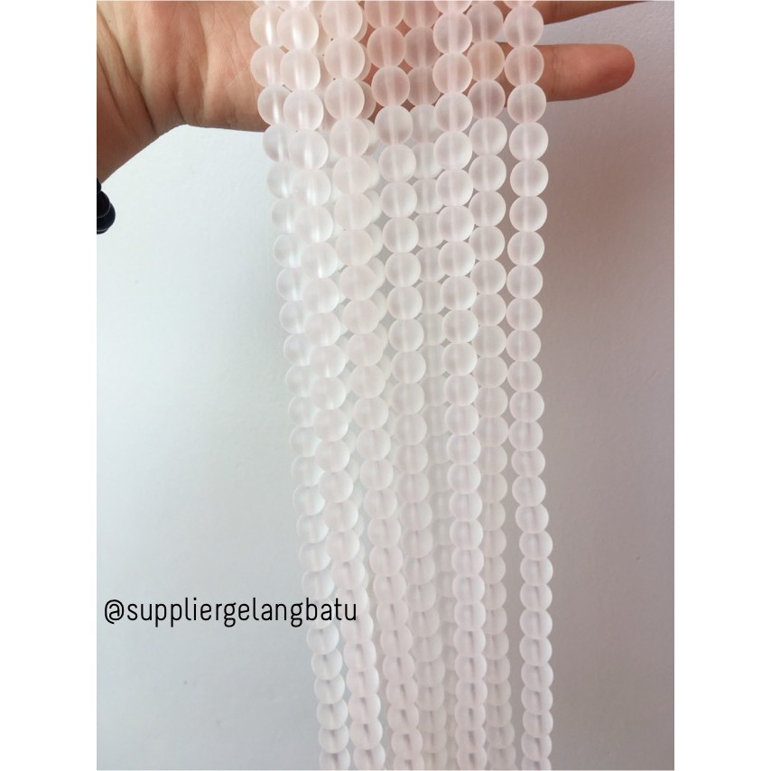 batu kuarsa bening matte clear quartz gelang kalung doff 10mm putih doft kristal stone healing etnik