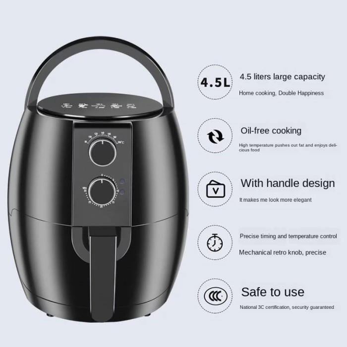 Penggorengan Elektronik tanpa minyak / Air Fryer 4.5 L / Microwave Ori