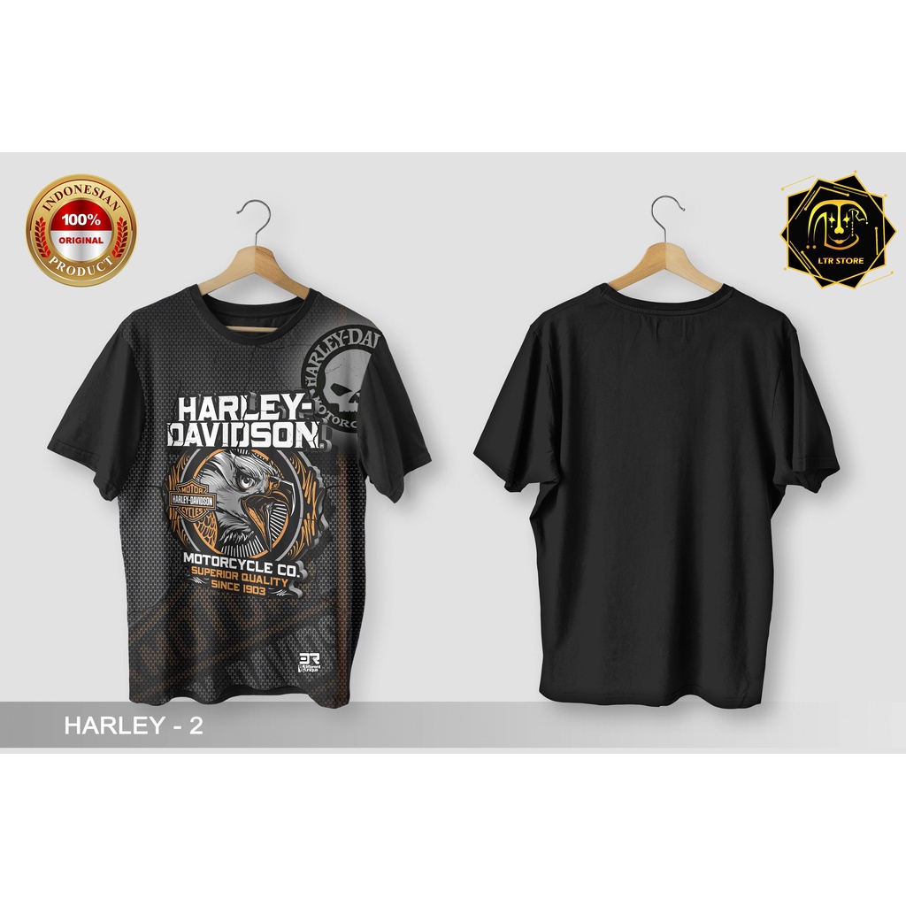[ BAYAR DI TEMPAT ] BAJU PRINTING GAMBAR HARLEY DAVIDSON 2 - KAOS DISTRO ORIGINAL MOTOR BESAR MOGE M