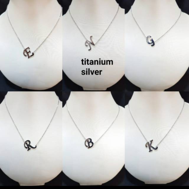 Kalung Titanium asli anti karat kalung Alphabet huruf Stainless steel Premium Quality 02939