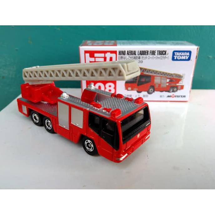 Hot List Tomica Truk Hino Aerial Ladder Fire Truck Tomica Reguler No 108 Diecast Truk Takara Tomy