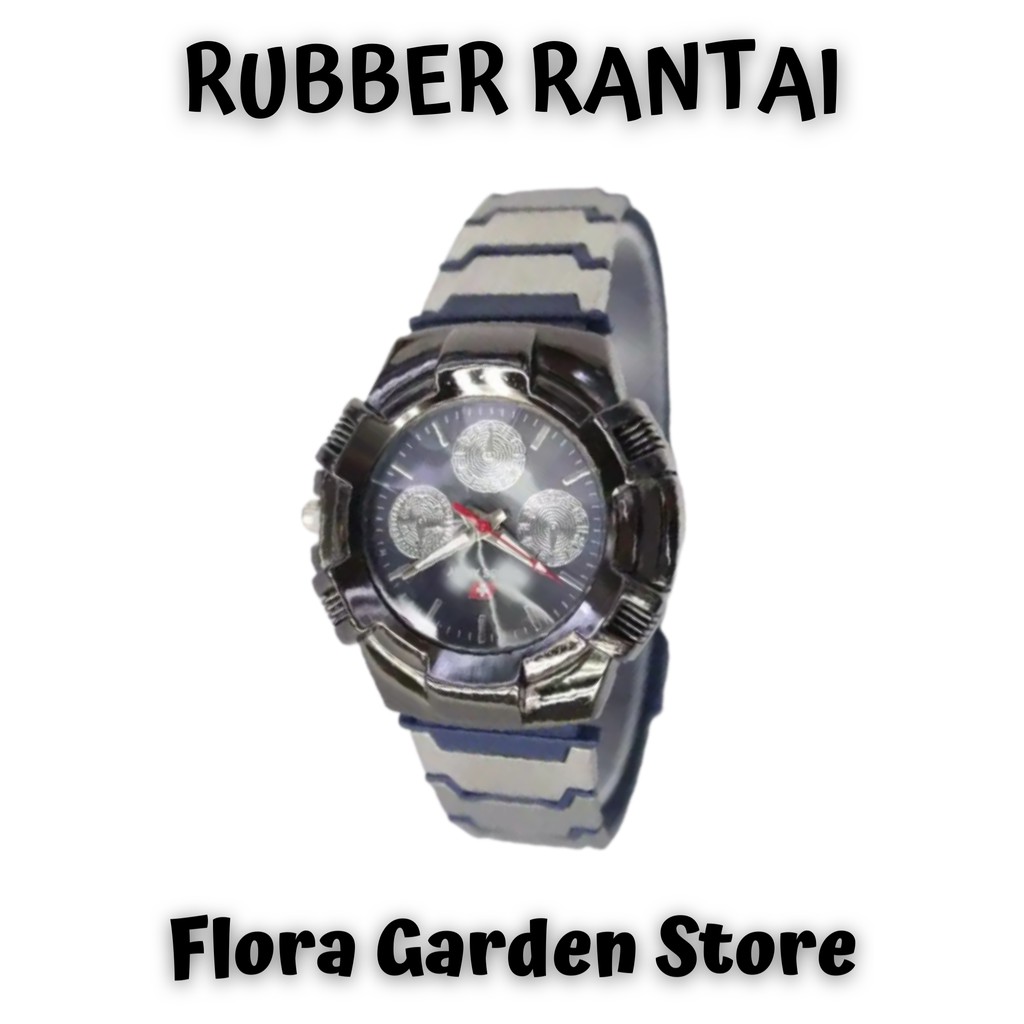 Jam Tangan Analog Pria Rubber Kombinasi Rantai RJT007