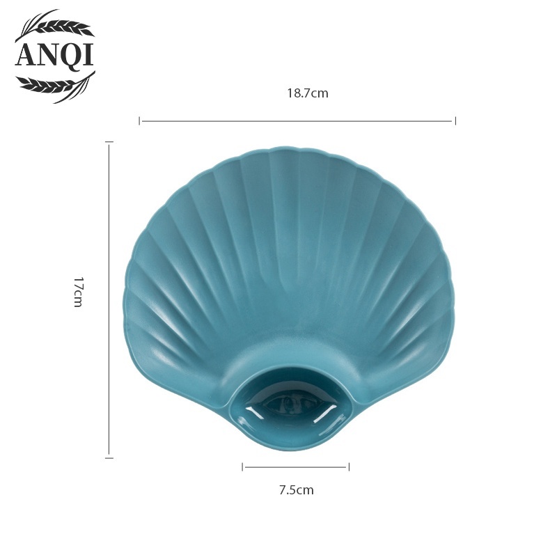 ANQI 1888 Piring Kerang Shell Plate Kue Roti 2in1 Tempat Saos Kecap VS-90