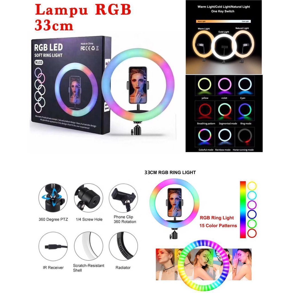 Soft Ring Light RGB RAINBOW LED 33cm &amp; 26cm Video for Make up / Tripod 2,1 1.6 1,1 55cm