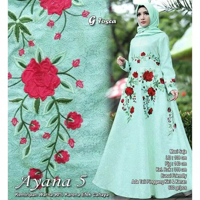 MUSLIMAH"Gamis Wanita Syari Ayana Flower Baju Pesta Muslim Bordir Mewah Murah -"