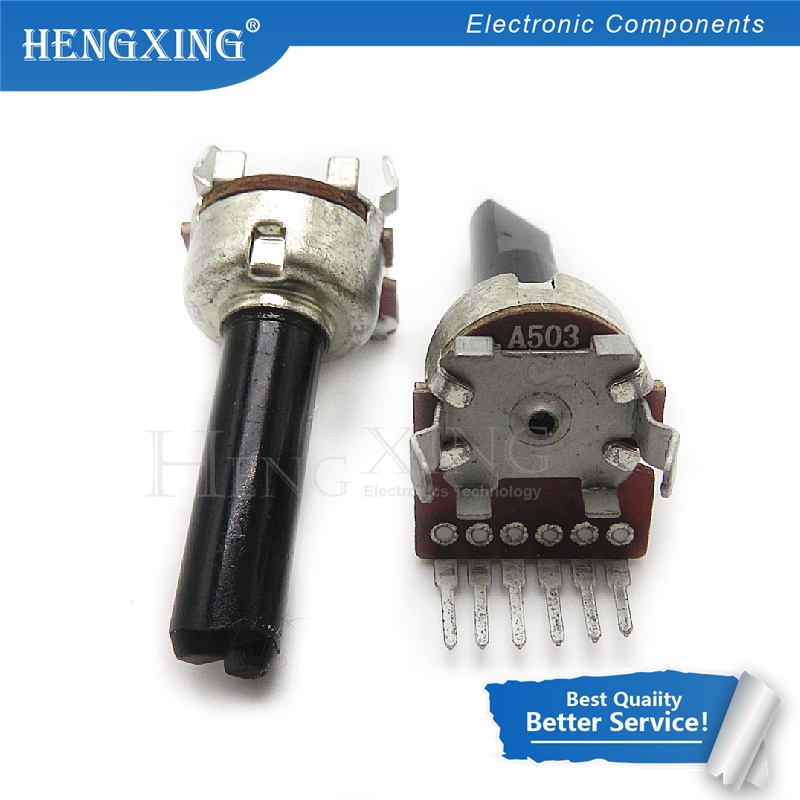 10pcs potentiometer RK1212G Vertikal volume Ganda B503 B50K / rachis Gagang Panjang 10mm 13mm Warna Putih