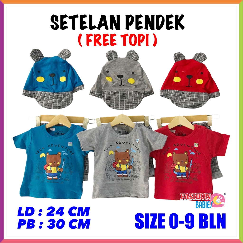 ❤ FashionBabies ❤ GRATIS TOPI !!! LITTLE GENTLEMAN SETELAN ANAK CELANA PENDEK / SETELAN BABY LG2495