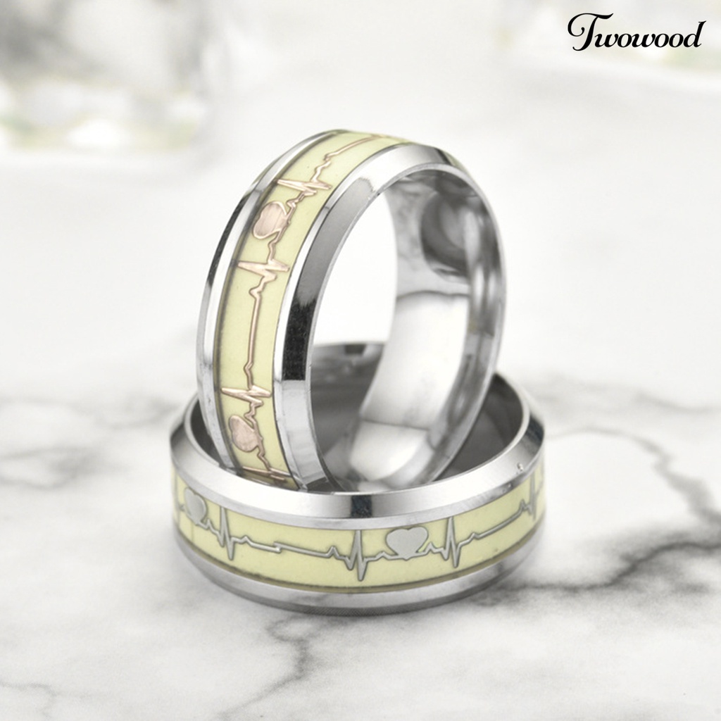 Cincin Bahan Stainless Steel Motif Detak Jantung Untuk Pernikahan