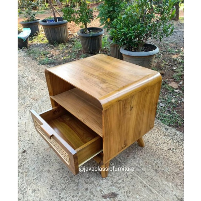 NAKAS RETRO LACI MINIMALIS KOMBINASI ROTAN BAHAN KAYU JATI FINISHING NATURAL-3