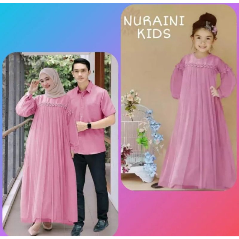 dewipurwatid couple keluarga baju pesta NURAINI COUPLE SARIMBIT/GAMIS COUPLE SEKELUARGA/GAMIS VIRAL/