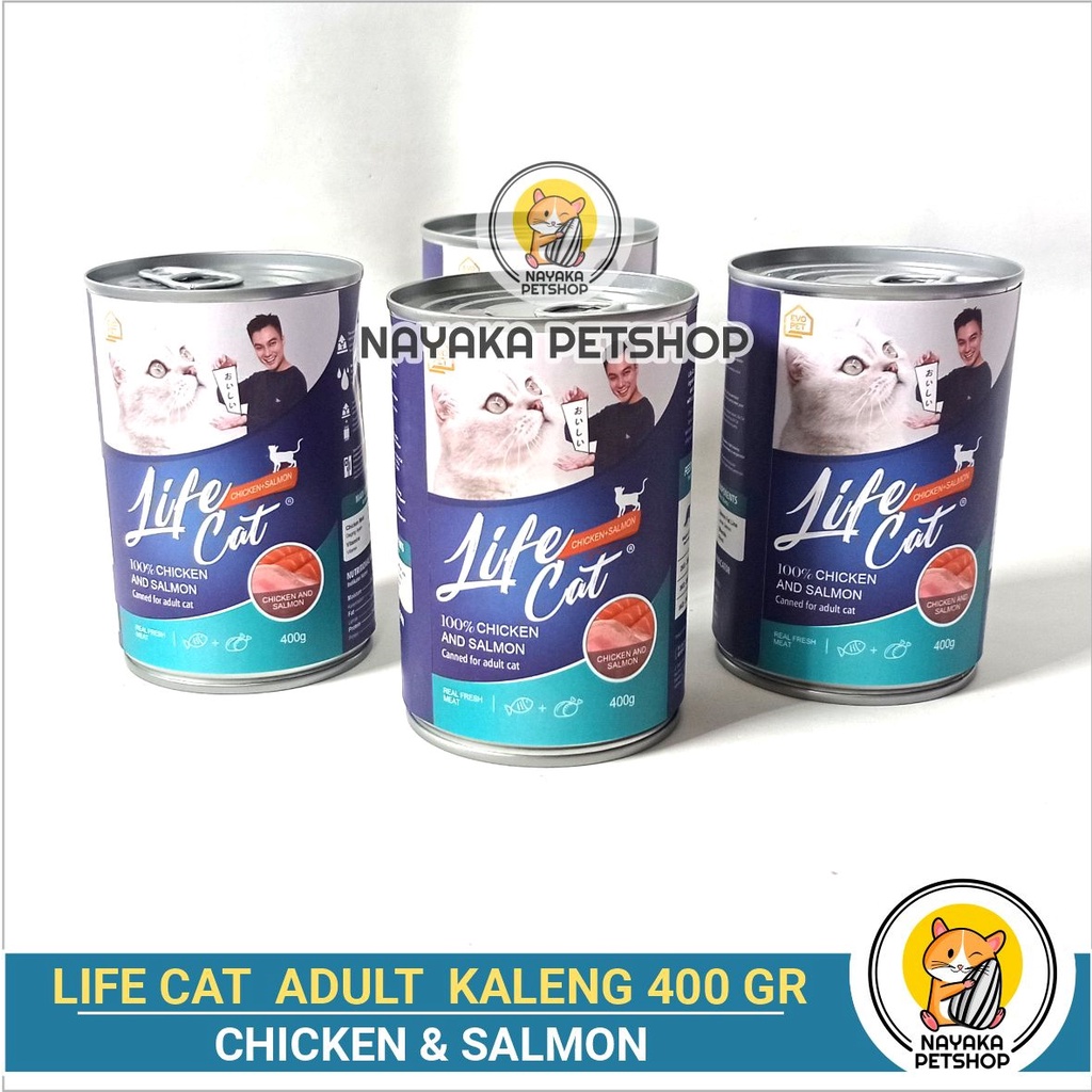 Life Cat Kaleng 400 gr Chicken Salmon Pakan Kucing Basah Makanan Cat Wet Food