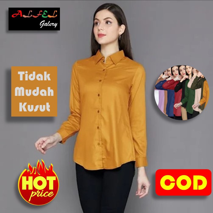 Baju Kemeja Blouse Blous Atasan Hem Pakaian Kondangan Pesta Wanita Cewek Cewe Remaja Perempuan Kekin