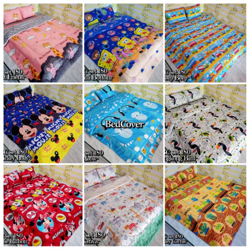 Bedcover Motif Ukuran 180x200 | Bedcover Motif Kartun Murah