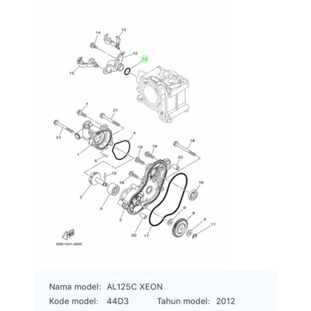 ORING PIPA WATER PUMP XEON KARBU ASLI ORI YAMAHA 93210 16803