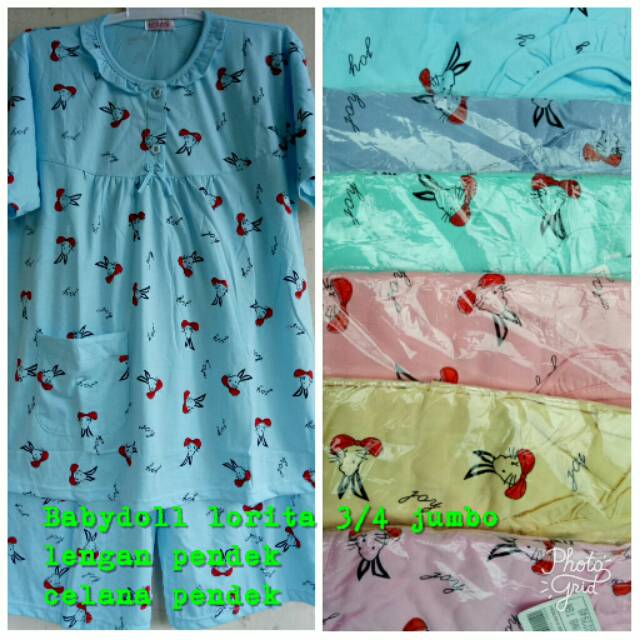 Babydoll lorita 3/4 jumbo / babydoll jumbo / baju santai / baju rumahan /baju tidur