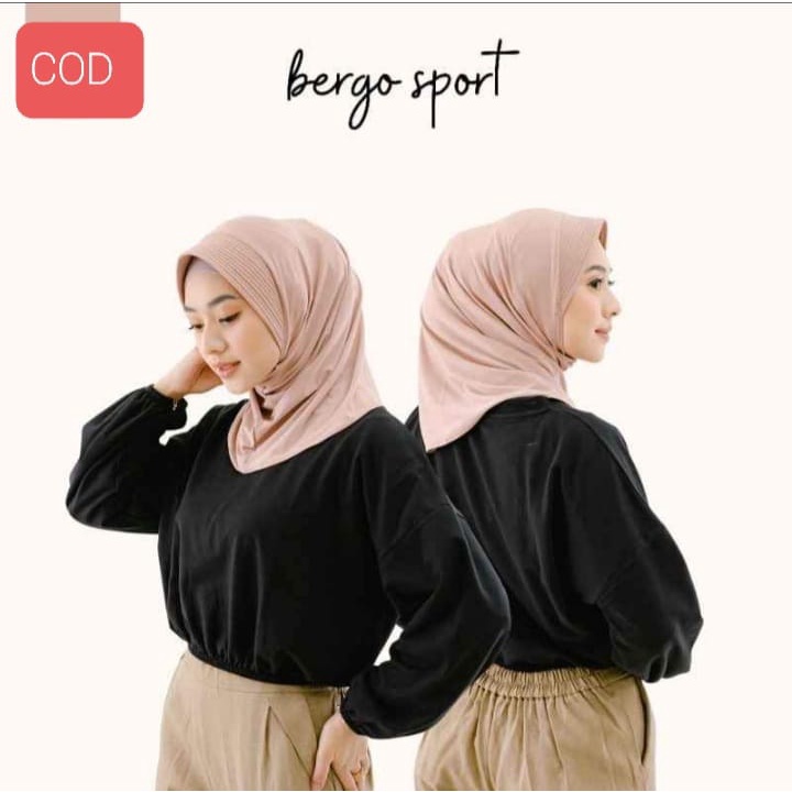 [Bisa COD] Bergo Sport Instant / Hijab Olahraga Bahan Jersey / Kerudung Instant Pet.