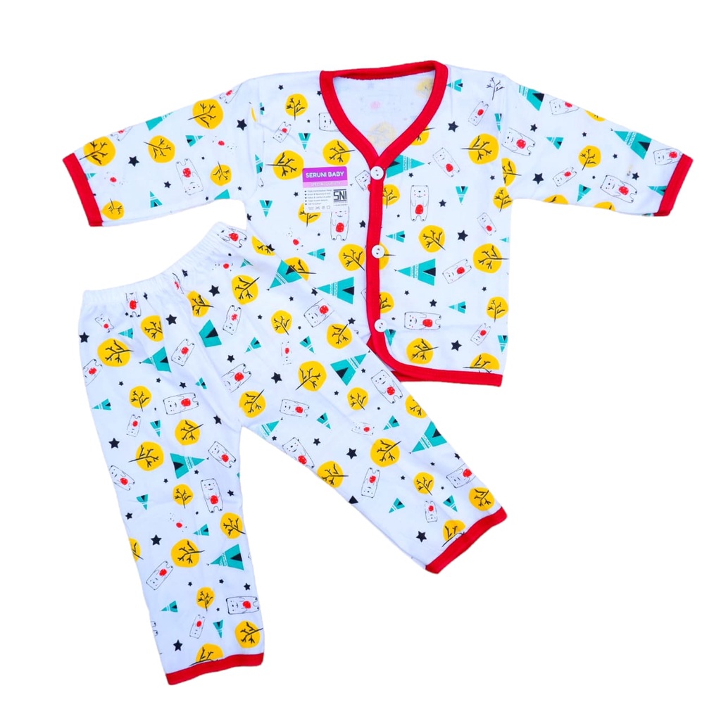 Grosir 3 Stel Setelan Piyama Bayi Usia 0-6 Bulan Seruni Baby Motif Pohon Bear