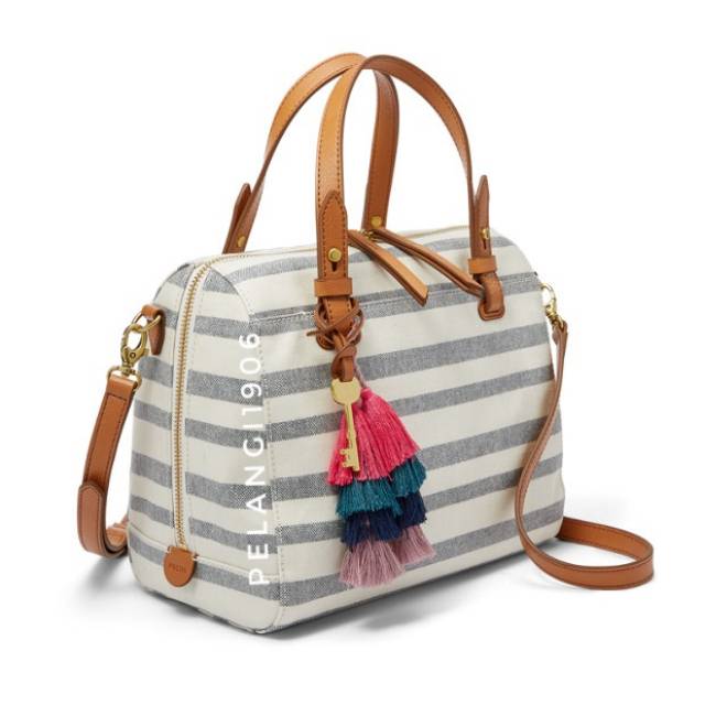 Tas Fossil Rachel Satchel Blue Stripe