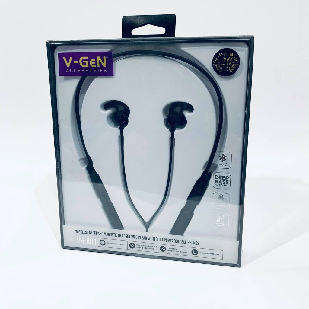 Handsfree V-GeN VH-A01 Wireless Bluetooth Earphone Headset Deep Bass GARANSI RESMI