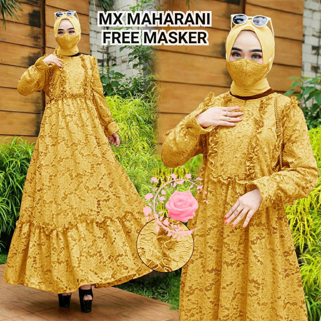 GAMIS BRUKAT MAHARANI MEWAH 4XL 3XL 2XL XL L / FREE MASKER BRUKAT / PAKAIAN PESTA / PAKAIAN PESTA TERLARIS