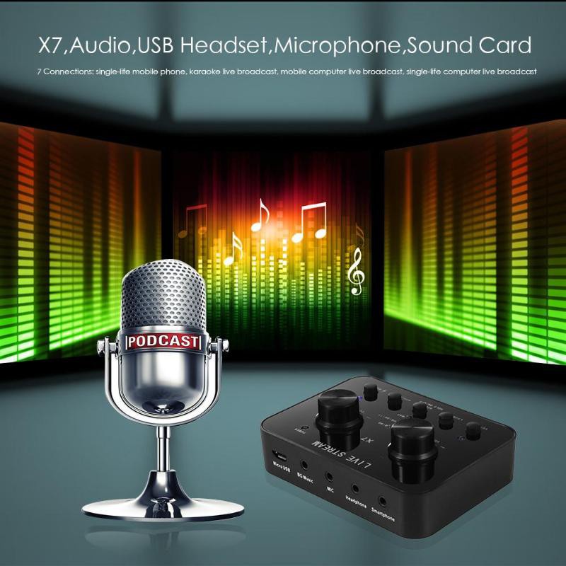 GS8 USB Soundcard Live Broadcast Karaoke Microphone Sound card Audio Streaming ALLOYSEED X7