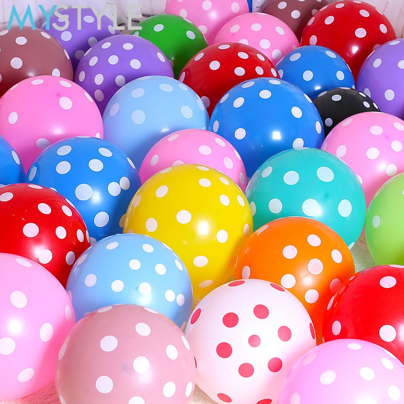 BALON LATEX POLKADOT MIX SATUAN MIN 10 BALON POLKADOT MURAH BALON LATEX TEBAL