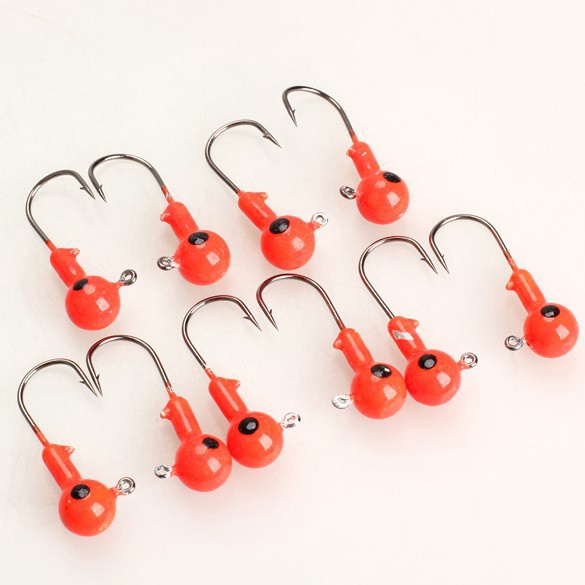 10Pcs Red Lead Round Jig Head Fishing Lures 5g 35mm