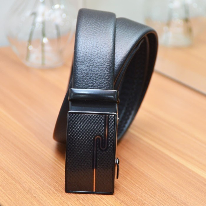 Ikat Pinggang Impor Pria model rel kulit super - gesper kulit impor pria