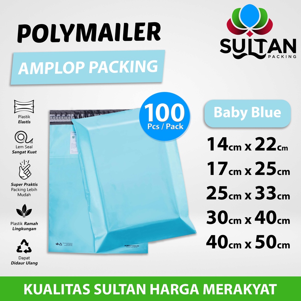 Polymailer Polimailer Amplop Plastik Packing Tosca / Baby Blue Rusfet Premium PACK