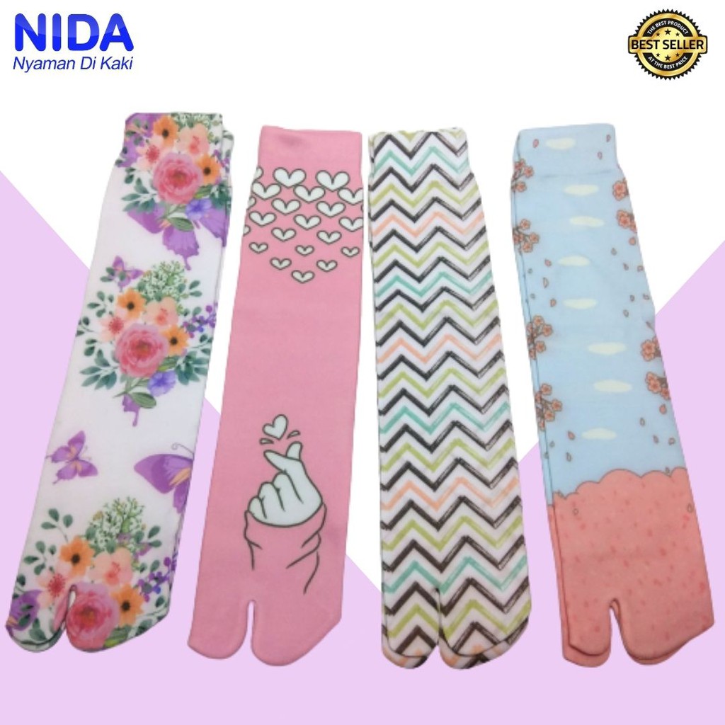 Kaos Kaki Jempol Wanita Muslimah Motif Full Printing Nida