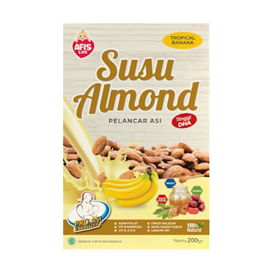 Afis Life Susu Almond Milk Tropical Banana Pisang Pelancar Asi Booster 200g