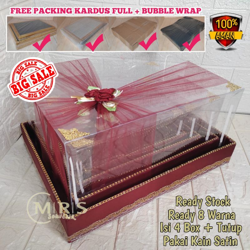Jual Kotak Hantaran Seserahan Tutup Mika Include Hiasan Tinggal Pakai Isi 4 Box Tempat Mahar Pengantin Pernikahan Lamaran